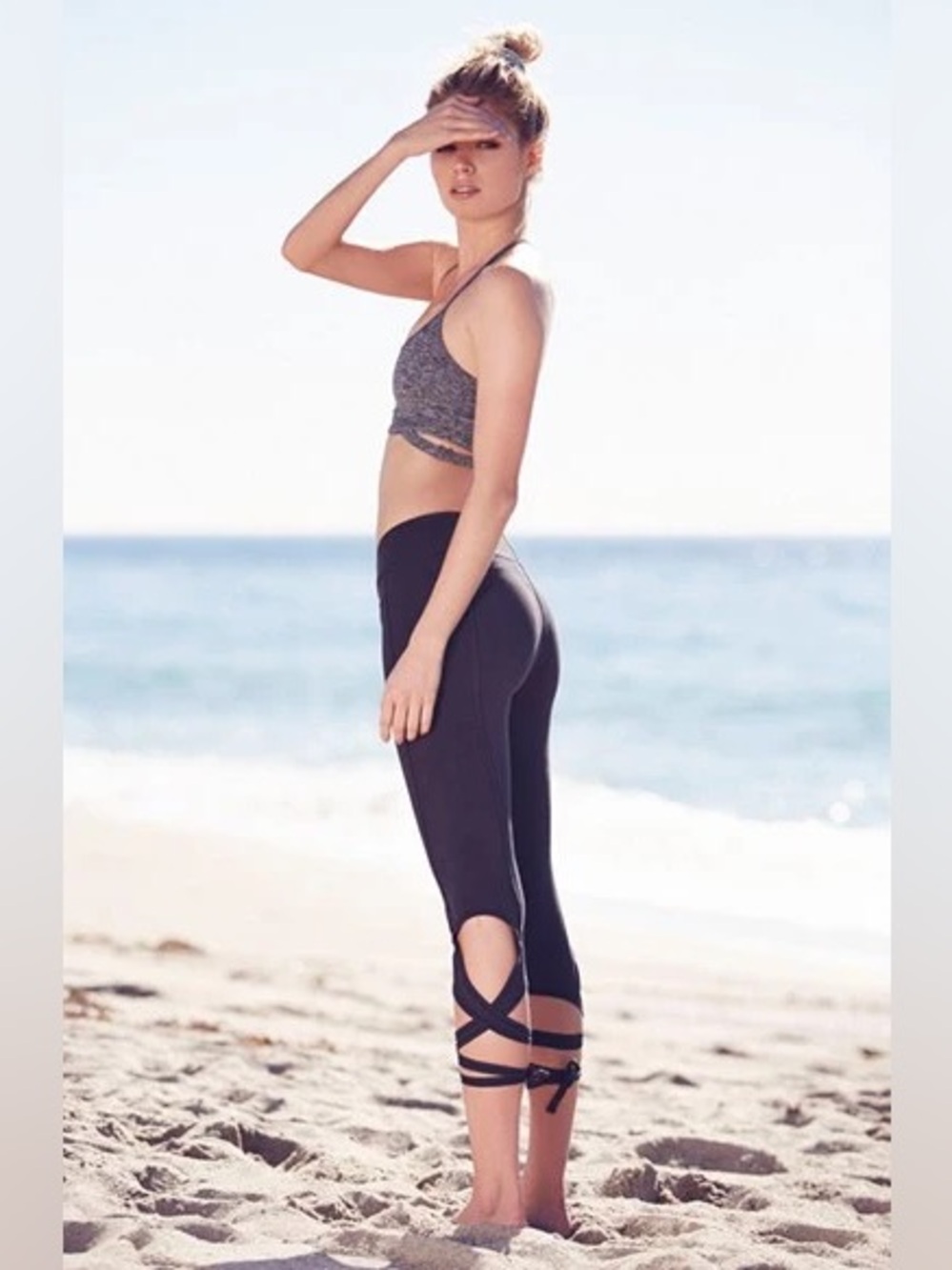 NWT Free People FP Movement Black Turnout Wrap Tie Leg Leggings